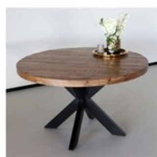 Eettafel rond 130 cm mangohout, 2025